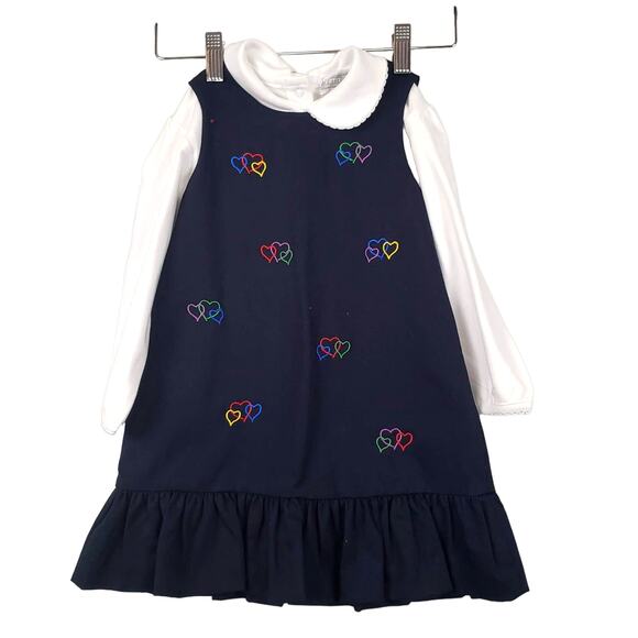 NEW! Petit Ami Twill Jumper w Embroidered Hearts - 3T - Picture 1 of 6